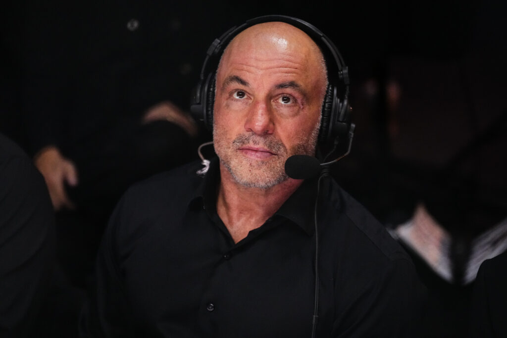 Image of Joe Rogan on commentary duty at UFC 306