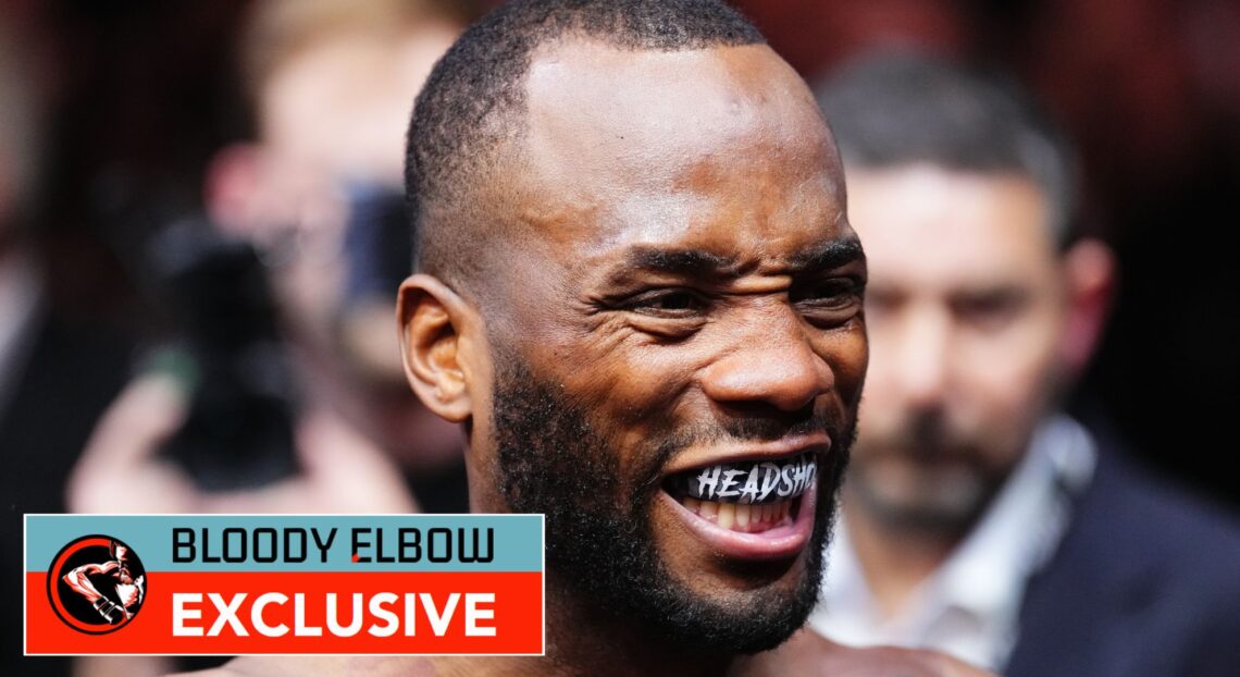 Image of Leon Edwards with a Bloody Elbow Exclusive banner