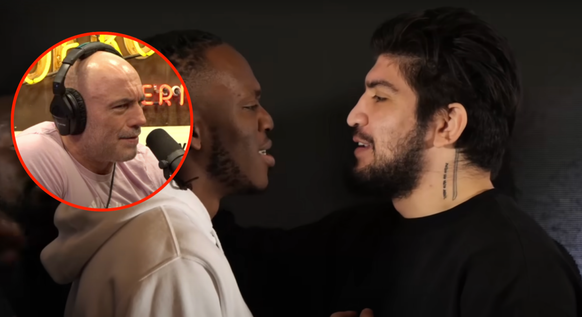 KSI and Dillon Danis face off, with Joe Rogan in a bubble next to them