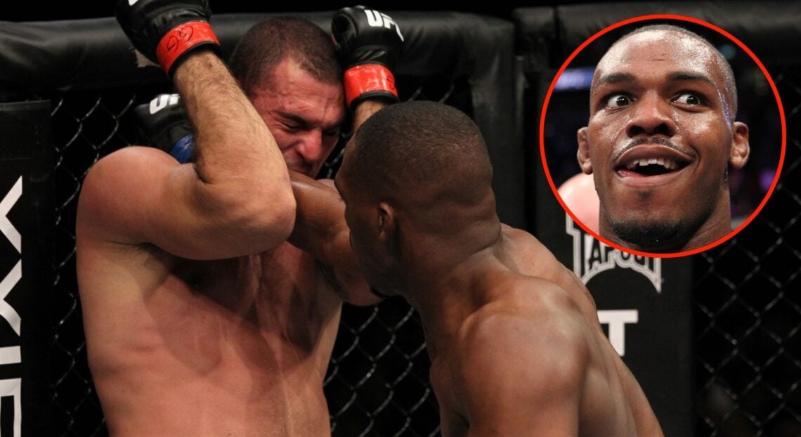 Image of Jon Jones vs Mauricio Rua. Inset, Jones