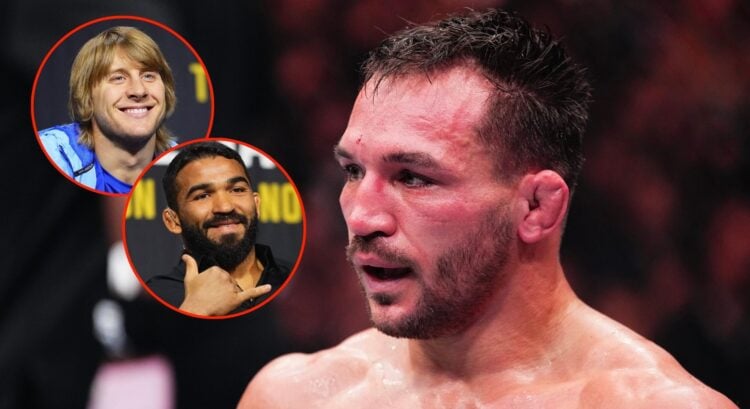 Image of Michael Chandler. Inset, Patricio Pitbull and Paddy Pimblett