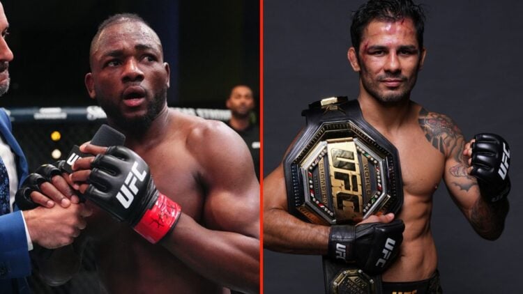 Side by side image of UFC fighters Manel Kape and Alexandre Pantoja.