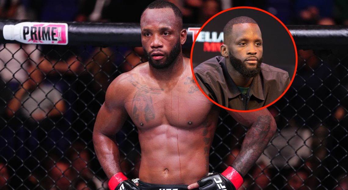 Leon Edwards at UFC London, with a bubble showing his brother Fabian Edwards