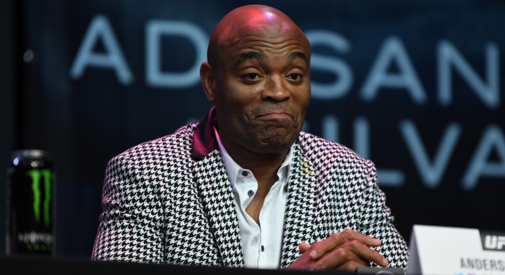 Anderson Silva answers a question during the UFC 234 pre-fight press conference.