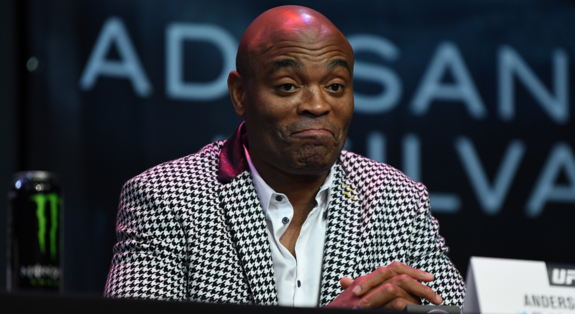 Anderson Silva answers a question during the UFC 234 pre-fight press conference.