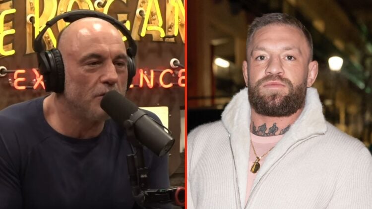 Split image as Conor McGregor is seen leaving 1518 Bar & Grill after a surprise appearance for "Bare Knuckle Fighting Championship x Forged Irish S...