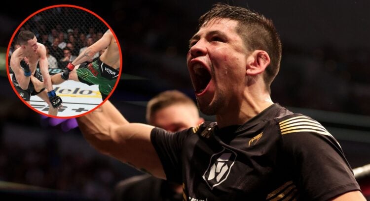 Image of Brandon Moreno. Inset, Moreno vs Kara-France