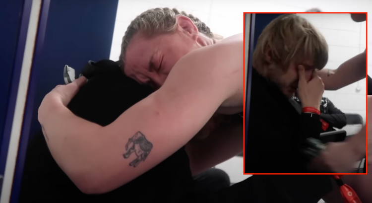 Paddy Pimblett and Molly McCann crying together after her retirement at UFC London