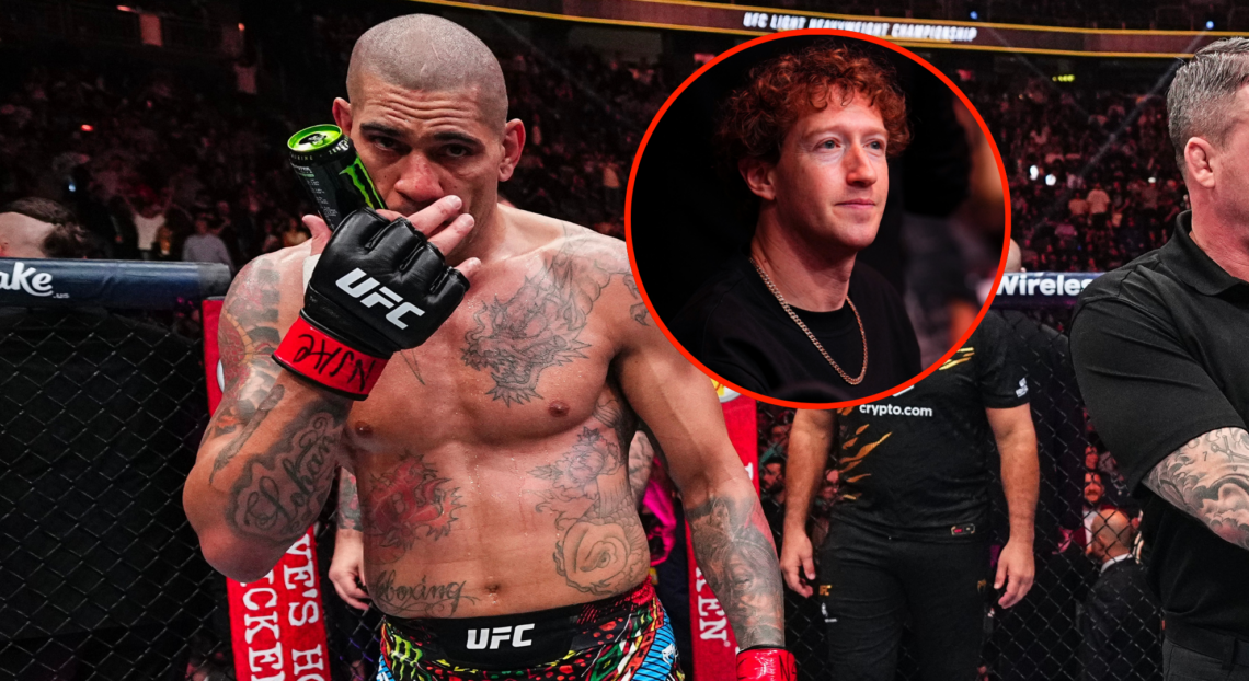 Alex Pereira after losing at UFC 313, with Mark Zuckerberg in a bubble