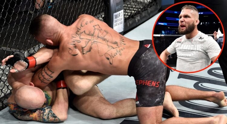 Image of Jeremy Stephens vs Josh Emmett. Inset, Stephens