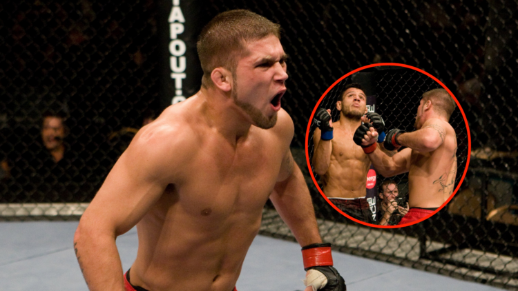 Image of Jeremy Stephens and inset of Rafael Dos Anjos KO