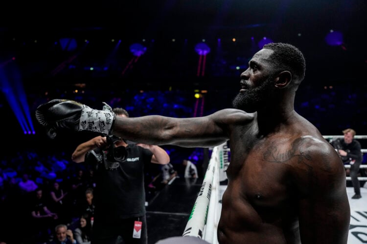 Colin George celebrates following his win over Miroslav Vujovic at Glory 99 from the Rotterdam Ahoy Arena, on April 5