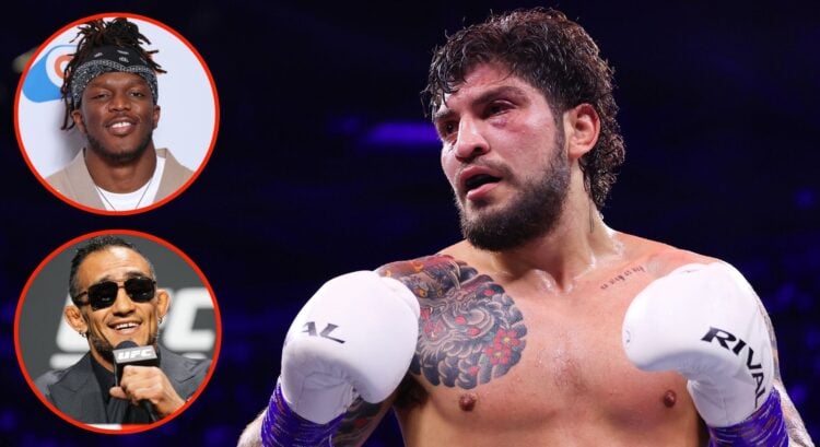 Image of Dillon Danis. Inset, KSI and Tony Ferguson