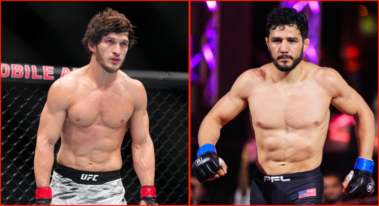 Composite image showing Movsar Evloev and Aaron Pico