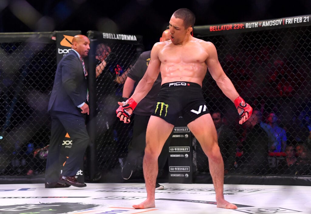 Aaron Pico celebrates after knocking out Daniel Carey at Bellator 238