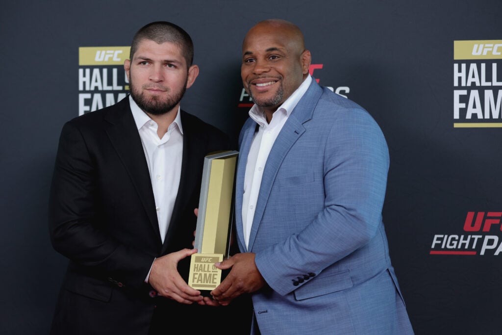 Daniel Cormier and Khabib Nurmagomedov at the UFC Hall of Fame Class of 2022 Induction Ceremony