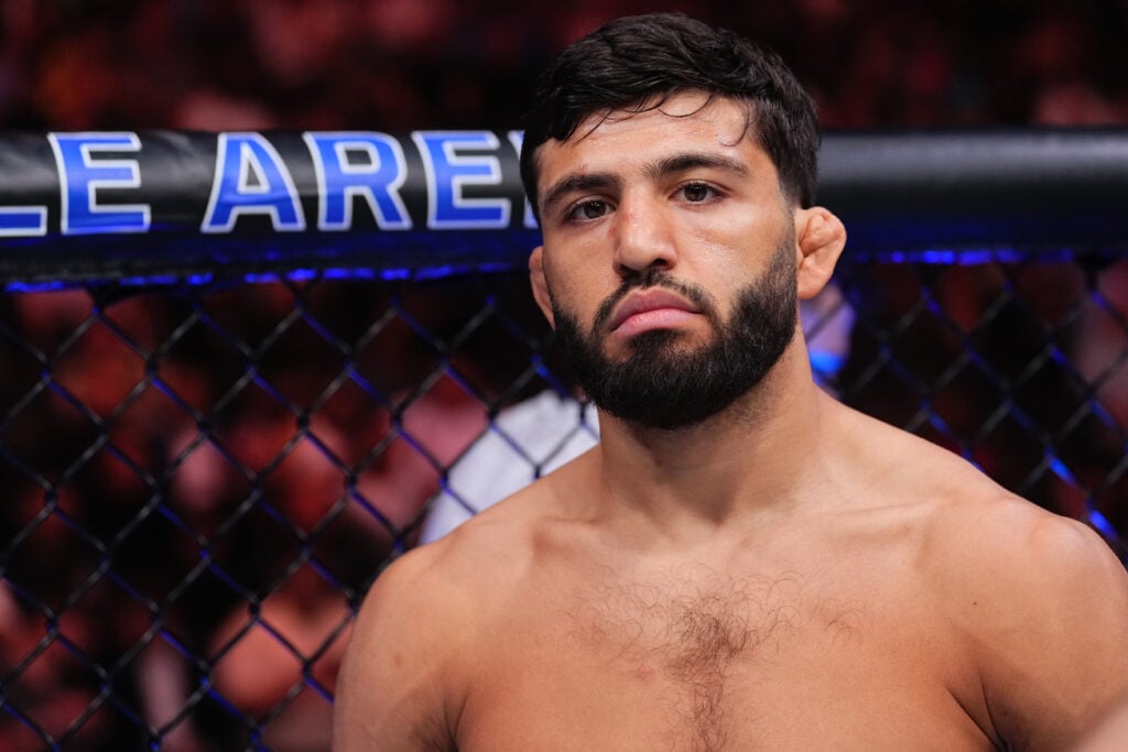 Arman Tsarukyan enters the UFC Octagon for his fight at UFC 300