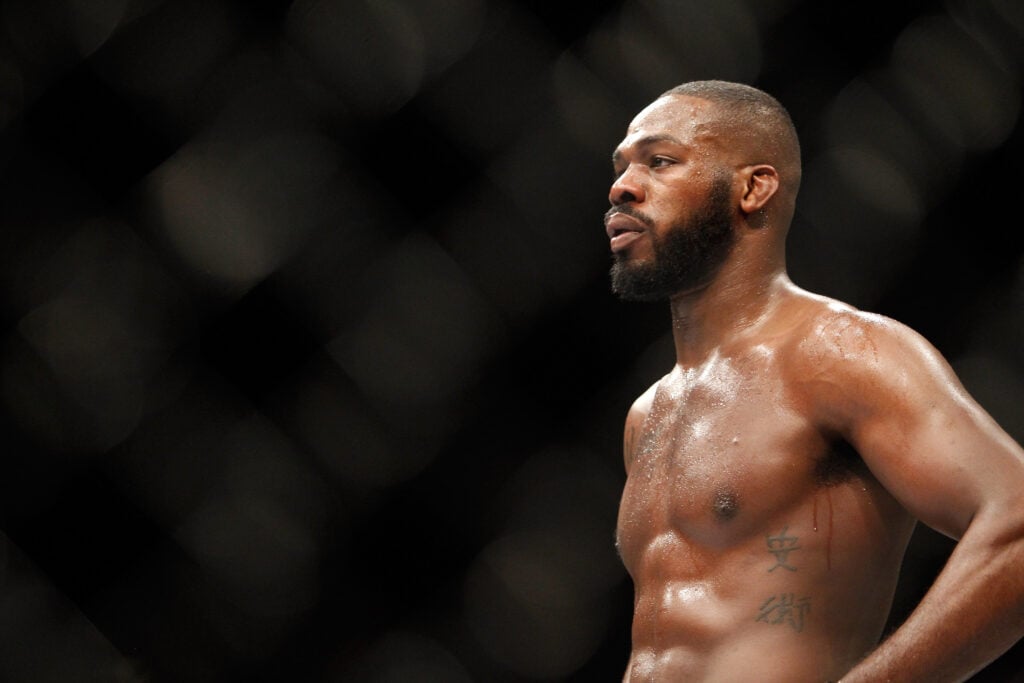 Jon Jones pictured during his fight with Daniel Cormier at UFC 182.