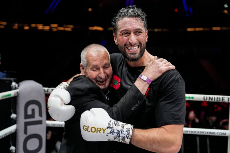 Jamal Ben Saddik celebrates his win over Cristian Ristea at Glory 99