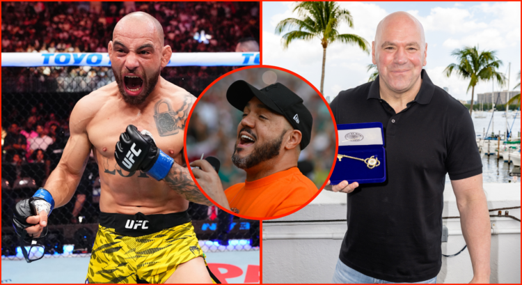 Jean Silva, Dana White and a bubble showing singer Belo