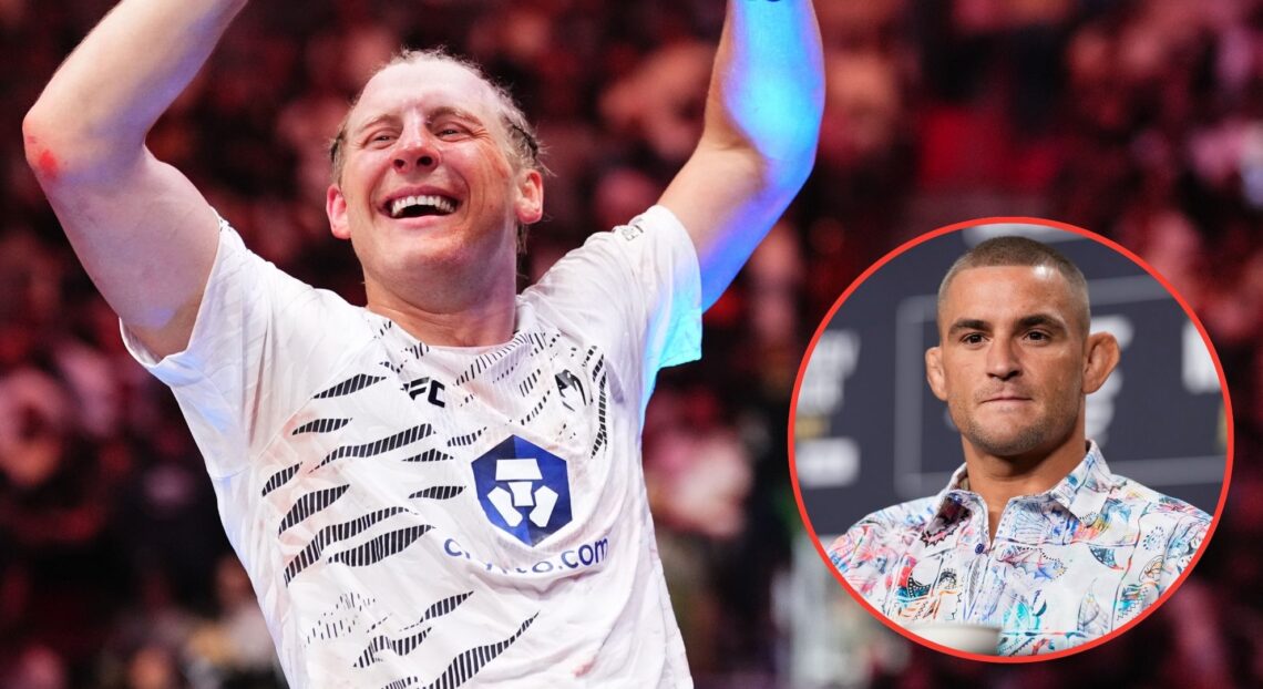 Image of Paddy Pimblett. Inset, Dustin Poirier
