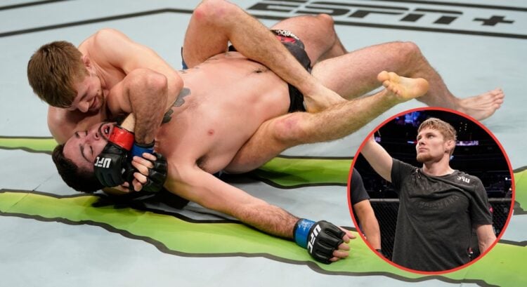 Image of Bryce Mitchell vs Matt Sayles. Inset, Mitchell