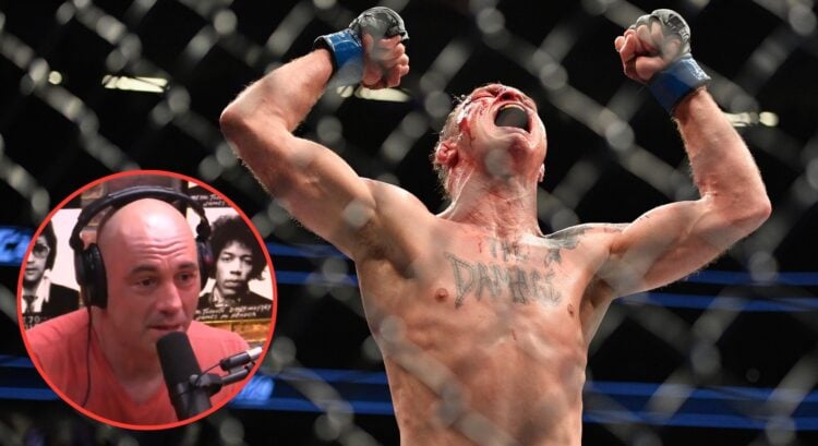 Image of Darren Elkins. Inset, Joe Rogan