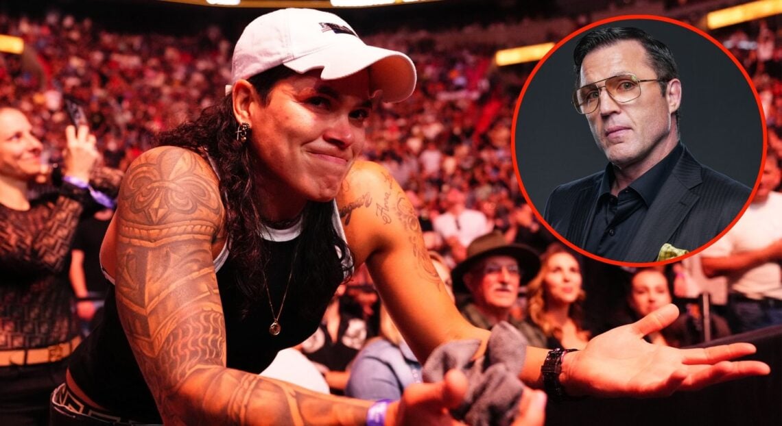 Image of Amanda Nunes. Inset, Chael Sonnen