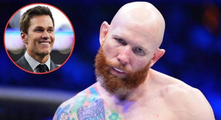 Image of Josh Emmett. Inset, Tom Brady