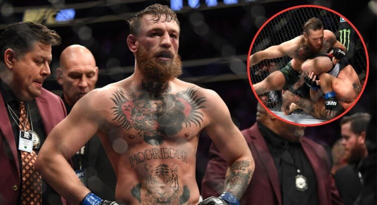 Image of Conor McGregor. Inset, McGregor vs Cerrone