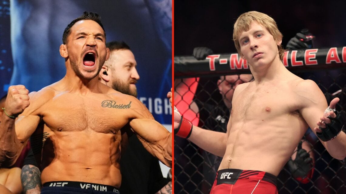 Split image of Paddy Pimblett and Michael Chandler.