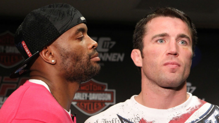 Anderson Silva stares at Chael Sonnen
