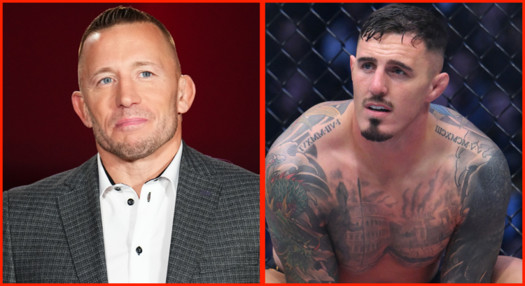 Georges St-Pierre appears during the UFC Fight Pass Invitational, opposite Tom Aspinall entering the cage at UFC 304