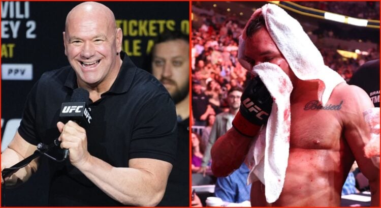 Split image of Dana White and Michael Chandler