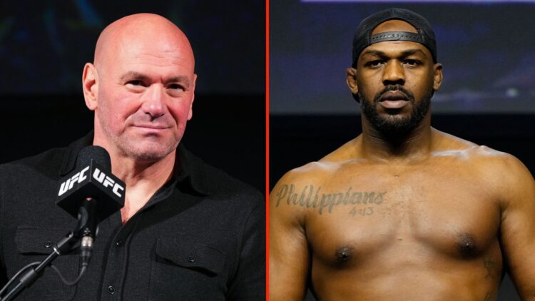 Split image of Dana White and Jon Jones