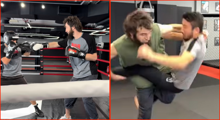 Zabit Magomedsharipov training in the gym