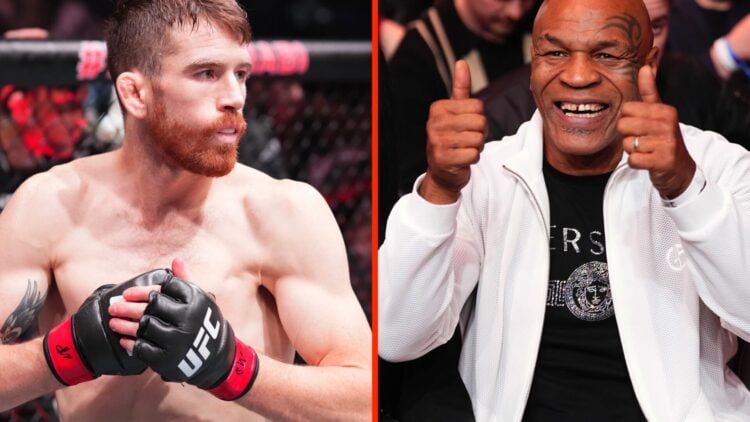 Cory Sandhagen moments before his UFC Fight Night fight against Umar Nurmagomedov split with Mike Tyson in attendance at UFC 300