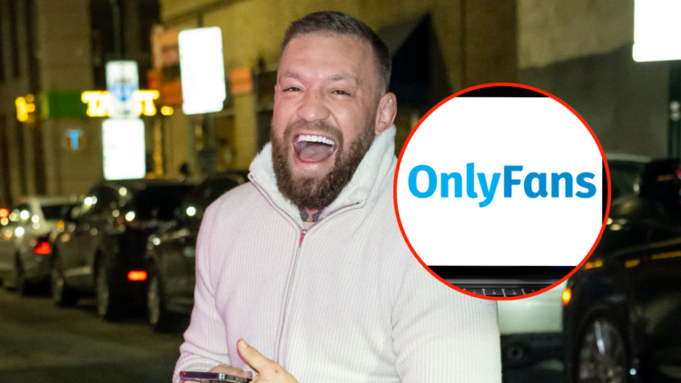 Image of Conor McGregor and inset of OnlyFans logo.