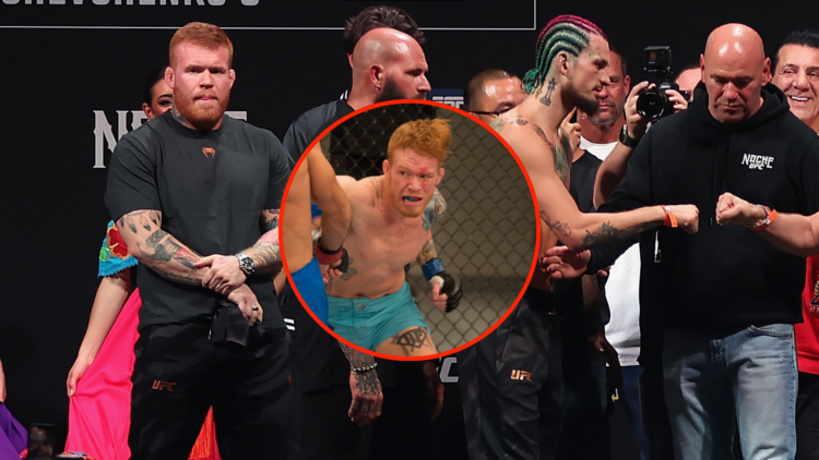 Tim Welch with Sean O'Malley at UFC 306 and inset of Tim Welch on 'The Ultimate Fighter 22'