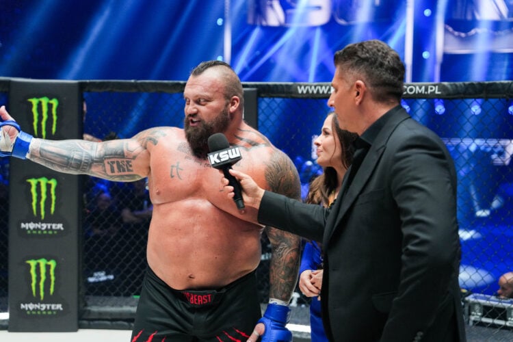 Eddie Hall speaks after his win over Mariusz Pudzianowski at KSW 105