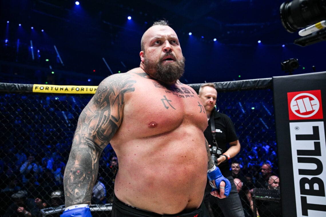 Eddie Hall in the KSW cage moments before his fight