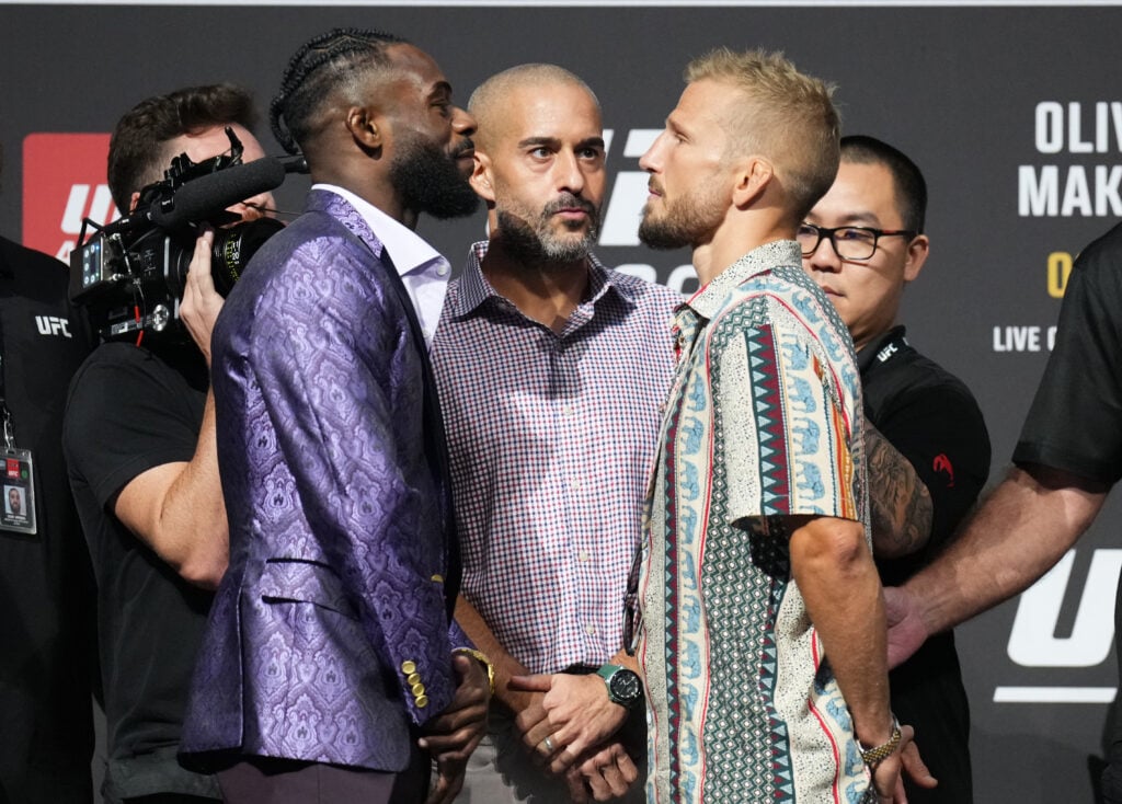 Aljamain Sterling and TJ Dillashaw face off ahead of their fight at UFC 280