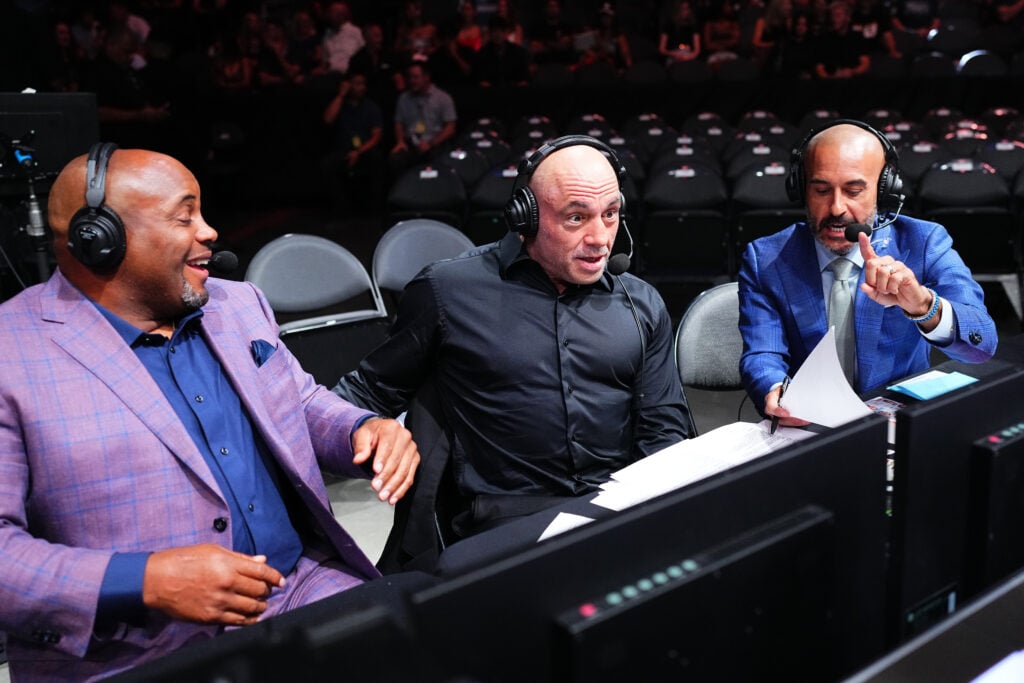 Joe Rogan cageside to commentate UFC 303 alongside Daniel Cormier and Jon Anik.