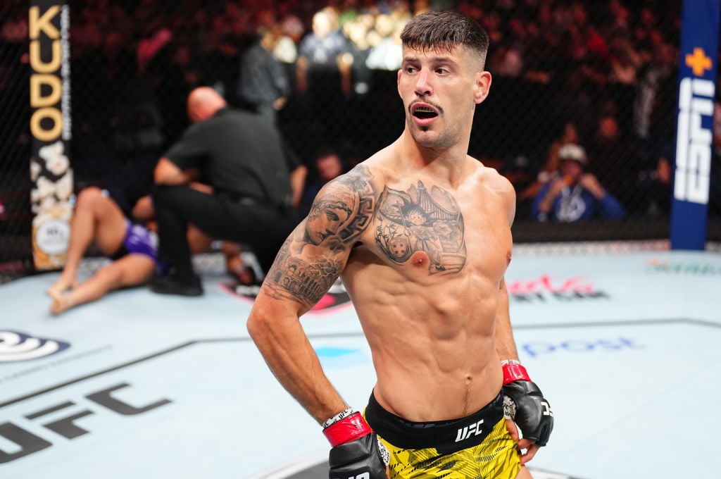 Joel Alvarez reacts after knocking out Drakkar Klose at UFC Fight Night: Tampa