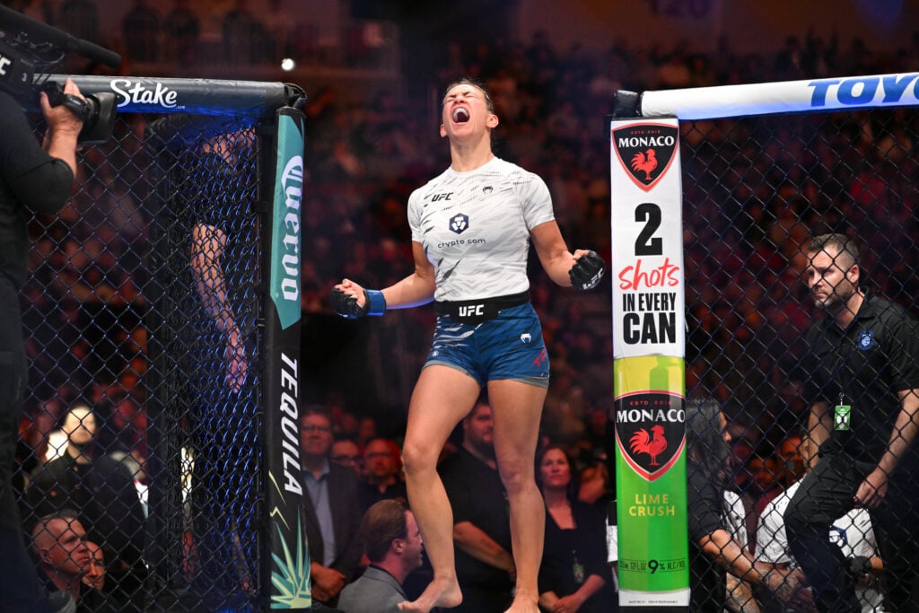 Miesha Tate enters the Octagon ahead of her fight against Yana Santos at UFC Des Moines in May 2025.