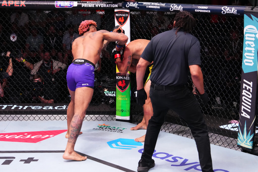 Michael Morales punches Gilbert Burns at UFC Vegas 106