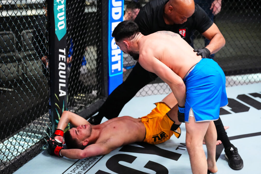 Joseph Morales reacts after his submission victory over Eduardo Henrique