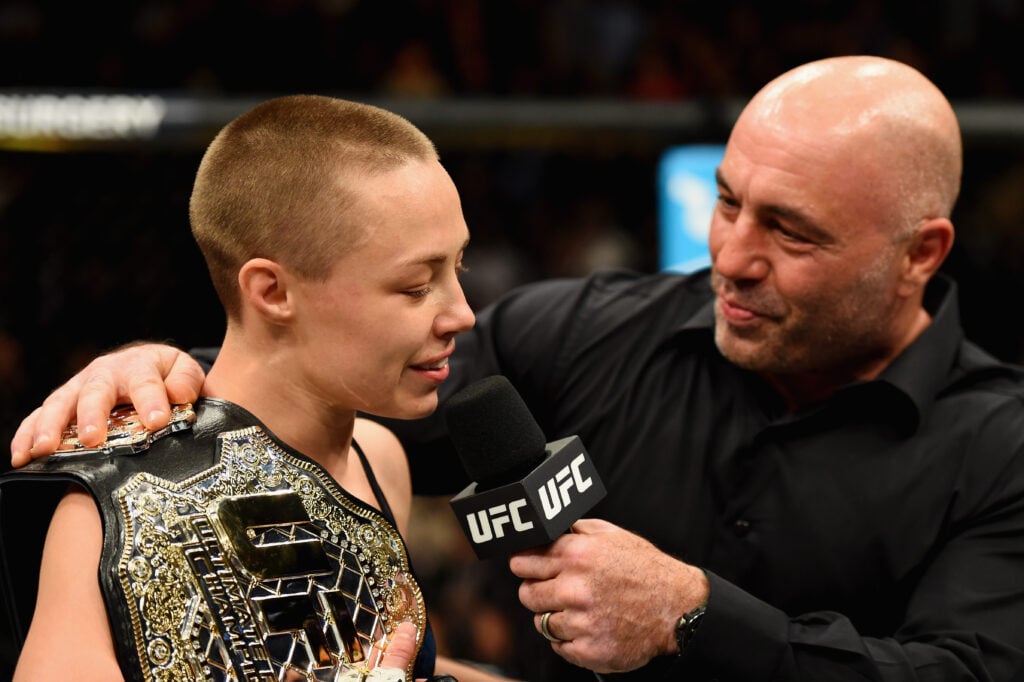 Joe Rogan interviews Rose Namajunas after her title win at UFC 217
