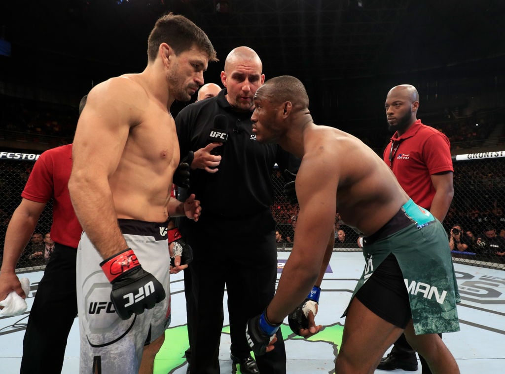 Demian Maia and Kamaru Usman come face to face just seconds before their fight