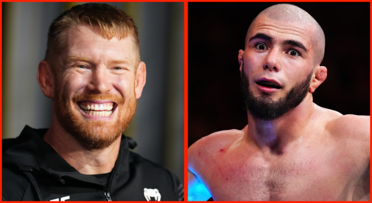 Sam Alvey walks out to the UFC Octagon at the Apex facility, opposite Muhammad Mokaev during his walkout at UFC 304